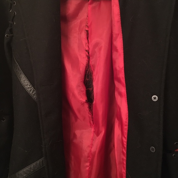 HEAVY RED “Stitched” Duster Button-up Coat Sz Sm - Picture 7 of 7